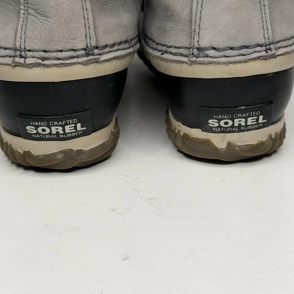 Sorel Joan of Arctic Snow Boots Womens 7 Quarry Grey Waterproof Suede Lace Up